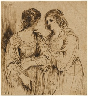 Two Young Women in Conversation, n.d. Creator: School of Guercino Italian, 1591-1667.