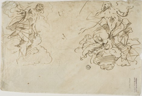 Two Figures in Clouds, n.d. Creator: Unknown.