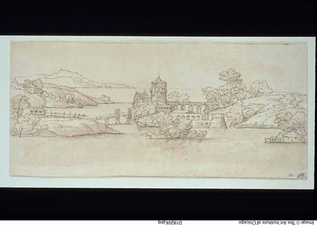 Landscape with Castle, n.d. Creators: Unknown, Giovanni Francesco Grimaldi.