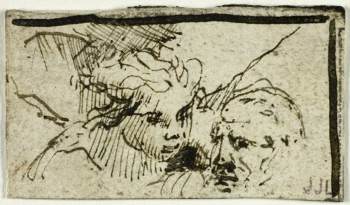 Rembrandt's Sacrifice of Isaac - Heads of Abraham and Angel, after 1655. Creator: Unknown.