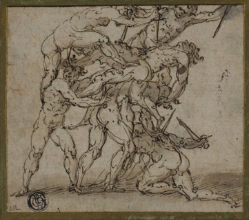Male Nudes Locked in Combat with Daggers, n.d. Creator: Unknown.