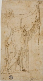 Draped Standing Figure with Outstretched Arms, 1540/50. Creator: Unknown.