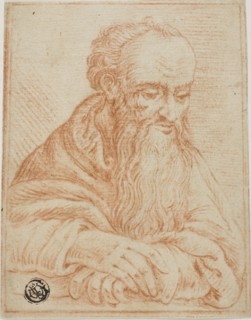 Half-Length Sketch of Bearded Man Leaning on Sill or Table, n.d. Creator: Unknown.