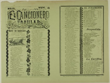 El cancionero popular, hoja num. 4 (The Popular Songbook, Sheet No. 4), n.d. Creator: Manuel Manilla.