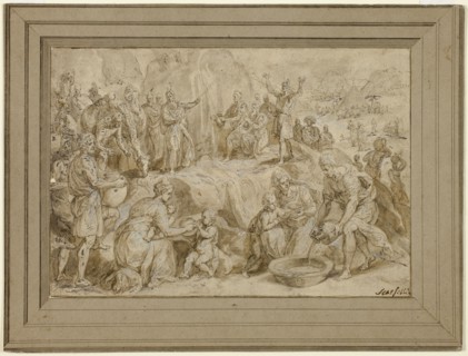 Moses Striking Water from the Rock, n.d. Creators: Chrispijn van den Broeck, Scarsellino.