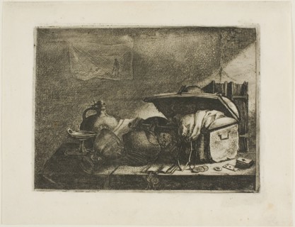 Still Life with Travelling Trunk, 1640s. Creator: Leonard Bramer.