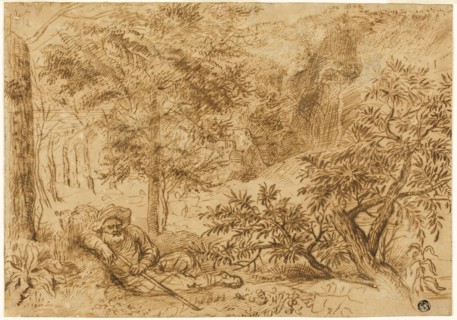 Landscape with Shepherd Sleeping under Tree, n.d. Creators: Jan Lievens, Lambert Lombard.