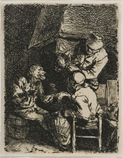 Three Peasants by a Fireplace, n.d. Creator: Cornelis Bega.