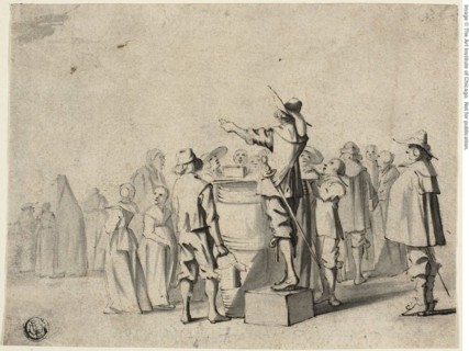 The Charlatan (recto), and Two Standing Figures (verso), n.d. Creators: Gerard Terborch II, Unknown.