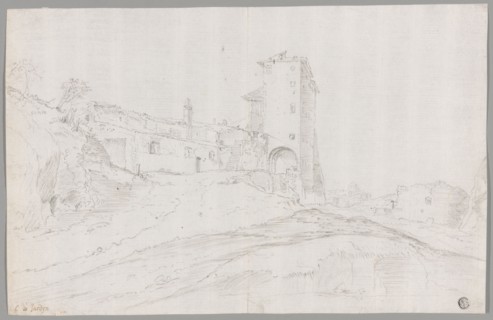 Buildings Amid Ruins in Roman Campagna, n.d. Creator: Guilliam Dujardin.