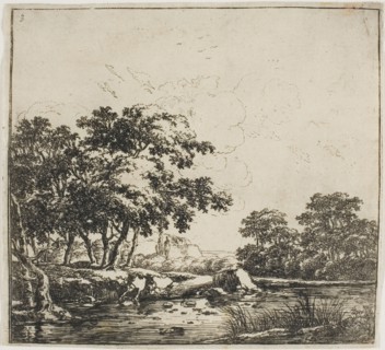 The River in the Forest, plate three from Set of Landscapes, 1640/51. Creator: Herman Naijwincx.