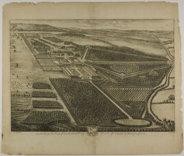 Cashiobury, plate 28 from Britannia Illustrata, published 1707. Creator: Johannes Kip.