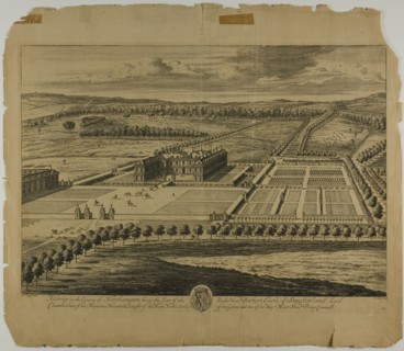 Althrop in the County of Northampton, plate 27 from Britannia Illustrata, published 1707. Creator: Johannes Kip.