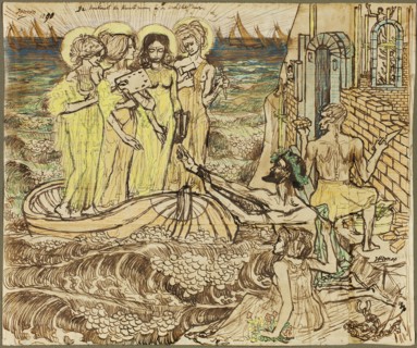 The Arrival of the Muses of Art at Architecture, 1890. Creator: Jan Toorop.