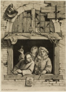 Three Smokers at a Window, c.1694. Creator: Nicholas van Haaften.