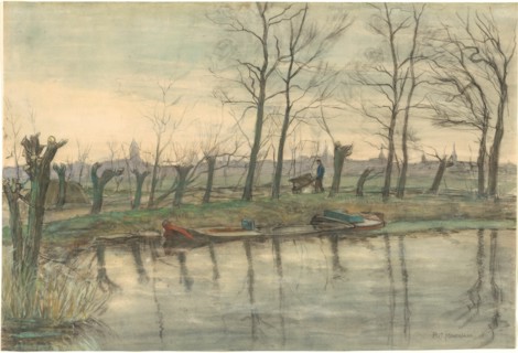 Amsterdam Skyline Viewed from the West, c.1899. Creator: Piet Mondrian.