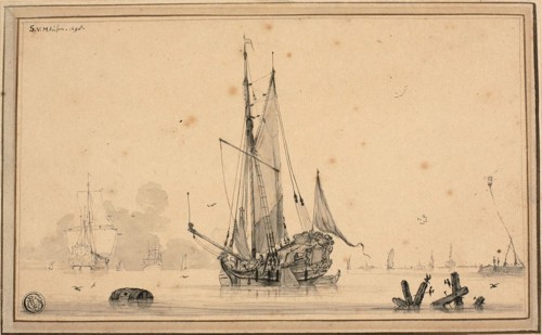 Harbor Scene with Ships at Rest and Piling, 1698. Creator: Sieuwert van der Meulen.
