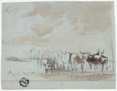 Cattle in Water, 18th century. Creator: Unknown.