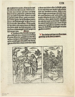 The Baptism of Christ and Forest Scene from Leven Christi (Life of Christ), Plate 43...1929. Creators: Unknown, Pieter van Os, Ludolph of Saxony, Wilhelm Ludwig Schreiber.