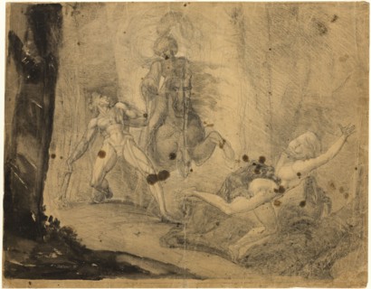 Theodore Meets in the Wood the Specter of His Ancestor Guido Cavalcanti, Chasing..., 1783. Creator: Henry Fuseli.