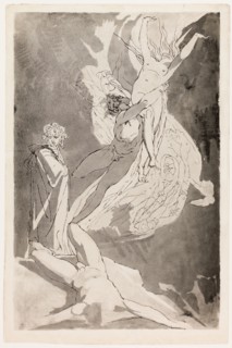 Dante Swoons before the Soaring Souls of Paolo and Francesca, Virgil at his Side, c.1818. Creator: Henry Fuseli.