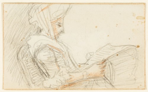 Right Profile of Seated Woman Reading, n.d. Creator: William Hoare.