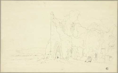 Landscape with Gothic Ruins, 1810/20. Creator: Cornelius Varley.