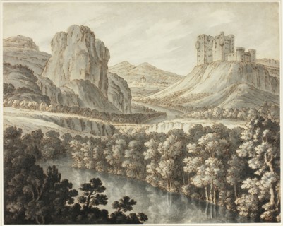 A Romantic Landscape with a Ruined Castle, 1778-87. Creator: Robert Adam.