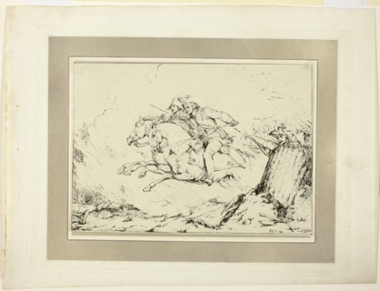 Charge, from the first issue of Specimens of Polyautography, 1803. Creator: Robert Ker Porter.