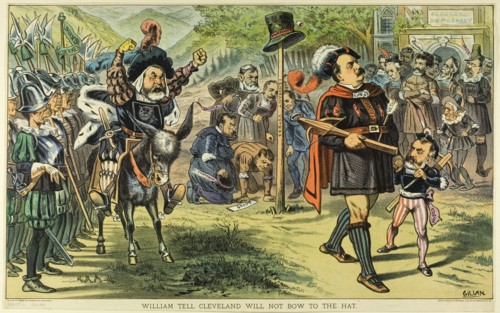William Tell Cleveland Will Not Bow to the Hat, from Puck, published May 16, 1883. Creator: Bernard Gillam.