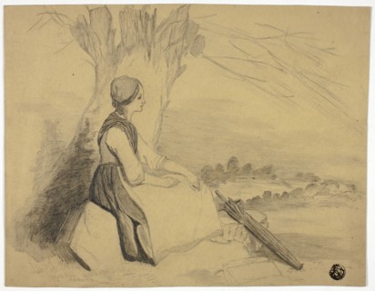 Seated Girl with Basket, 1876. Creator: Edith Langdale.