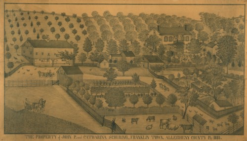 The Property of John P. and Catharina Schuring, Franklin Town, Allegheny County..., 1883. Creator: Ferdinand Arnold Brader.