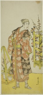 The Actor Matsumoto Koshiro IV as the Plant Seller Awashima no Yonosuke in the Play..., c. 1781. Creator: Katsukawa Shunsen.