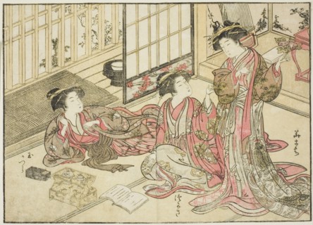 Courtesans of Kado Daikokuya, from the book "Mirror of Beautiful Women of the Pleasure..., 1776. Creator: Shunsho.