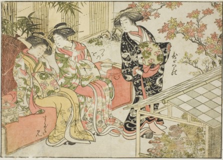 Courtesans of Tsuruya, from the book "Mirror of Beautiful Women of the Pleasure Quarters..., 1776. Creator: Shunsho.