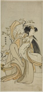 The Actor Iwai Hanshiro IV as Kojoro-gitsune of Hakata in the Play Hikitsurete Yagoe..., c. 1776. Creator: Shunsho.