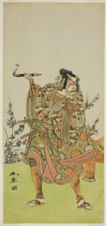 The Actor Ichikawa Danzaburo II as Usui no Sadamitsu (?) in the Play Edo Katagi Hikeya..., c. 1772. Creator: Shunsho.
