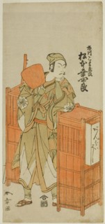 The Actor Matsumoto Koshiro IV as Sagami Jiro Disguised as Ambaiyoshi Gorohachi in the..., c. 1772. Creator: Shunsho.