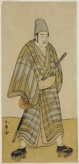 The Actor Otani Hiroemon III as Gokumon Shobei in the Play Sugata no Hana Kurofune..., c. 1774. Creator: Shunsho.