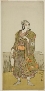 The Actor Ichimura Uzaemon IX as the Potter Tsuchihei in the Play Higashiyama Momiji..., c. 1778. Creator: Shunsho.