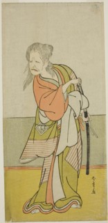 The Actor Nakajima Kanzaemon III as Yaguchi no Karasu-baba in the Play Hono Nitta..., c. 1777. Creator: Shunsho.