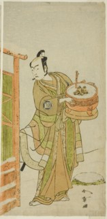 The Actor Arashi Sangoro II as Ito Kuro Disguised as Banta in the Play Izu-goyomi Shibai..., c.1772. Creator: Shunsho.