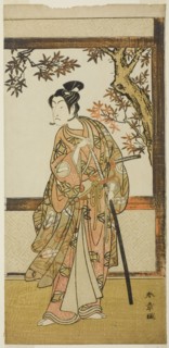 The Actor Ichikawa Monnosuke II as Shinokobe Shoji Yukihira in the Play Gohiiki Kanjincho..., c1773. Creator: Shunsho.