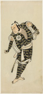 The actor Bando Matataro IV as Gempachibyoe in the play "Mutsu no Hana Ume no..., c. 1769. Creator: Shunsho.