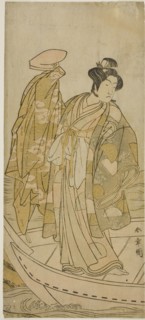 The Actor Ichikawa Monnosuke II as Minamoto no Yorinobu in the Play Kikujido Shuen no..., c. 1775. Creator: Shunsho.