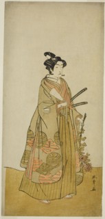 The Actor Ichikawa Monnosuke II as Kichisaburo, Temple Page of Kichijo-ji, in the Play..., c. 1776. Creator: Shunsho.