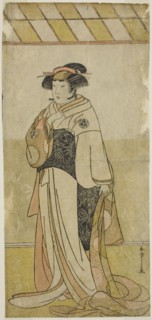 The Actor Yamashita Kinsaku II as Lady Manko (Manko Gozen) in the Play Hatsumombi..., c. 1780. Creator: Shunsho.
