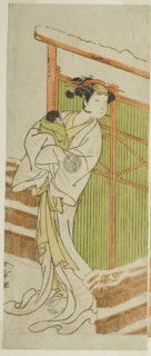 The Actor Yamashita Kinsaku II as Moshio in the Play Izu-goyomi Shibai no Ganjitsu..., c. 1772. Creator: Shunsho.