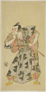 The Actor Ichikawa Danzo III as Fuwa Banazemon in the Play Date Moyo Kumo ni Inazuma..., c. 1768. Creator: Shunsho.