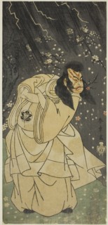 The Actor Ichimura Uzaemon IX as Kan Shojo in the Play Sugawara Denju Tenarai Kagami..., c. 1768. Creator: Shunsho.